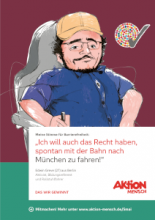 Plakat der Aktion-Mensch Ein Mann sitzt im Rollstuhl